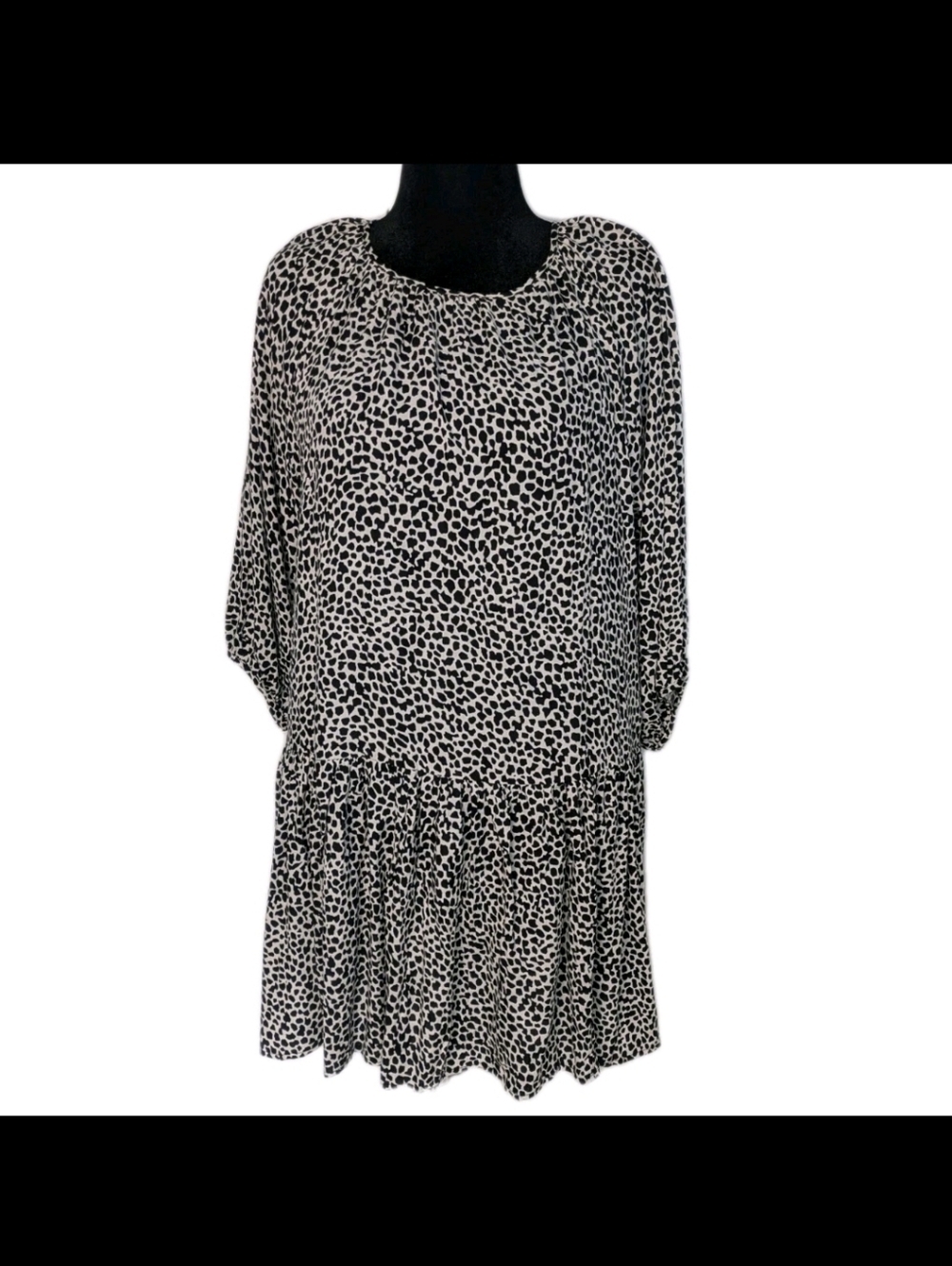H&M Women’s Baby Doll Puff Sleeve Black White Mini Dress Sz S-L Oversized New